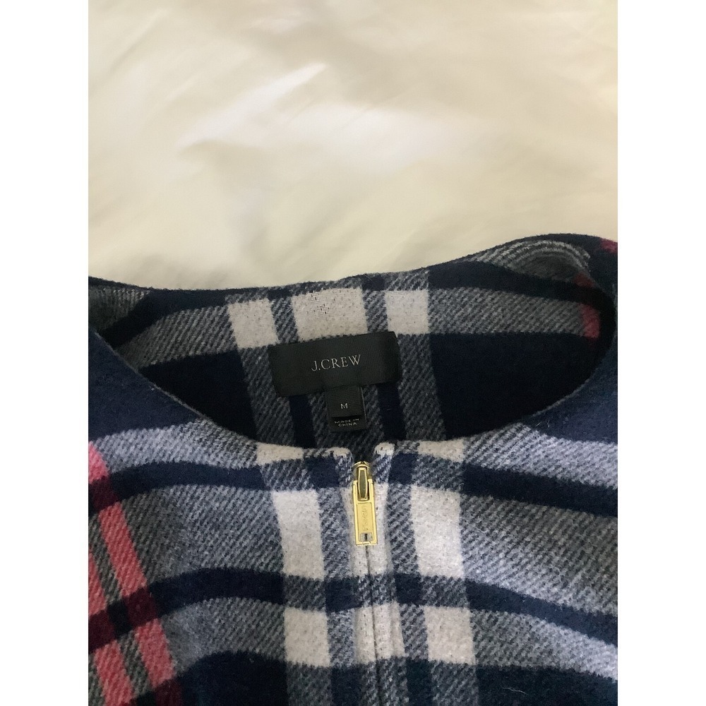 J.Crew Women Jacket Blue Plaid Wool Bomber Jacket Size Medium MSRP $148 - Picture 5 of 15